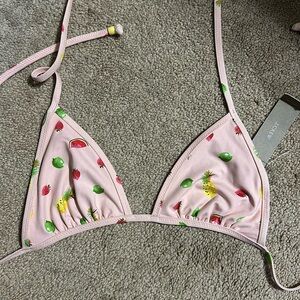 J. Crew Pink Fruit Print Bikini Top